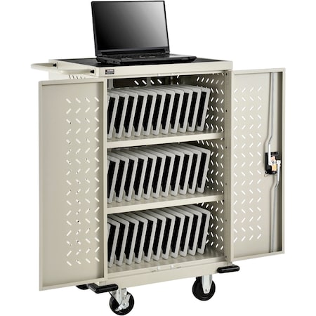 Global Industrial Mobile Storage & Charging Cart for 36 iPads & Tablets, Putty, Assembled 987877PYA